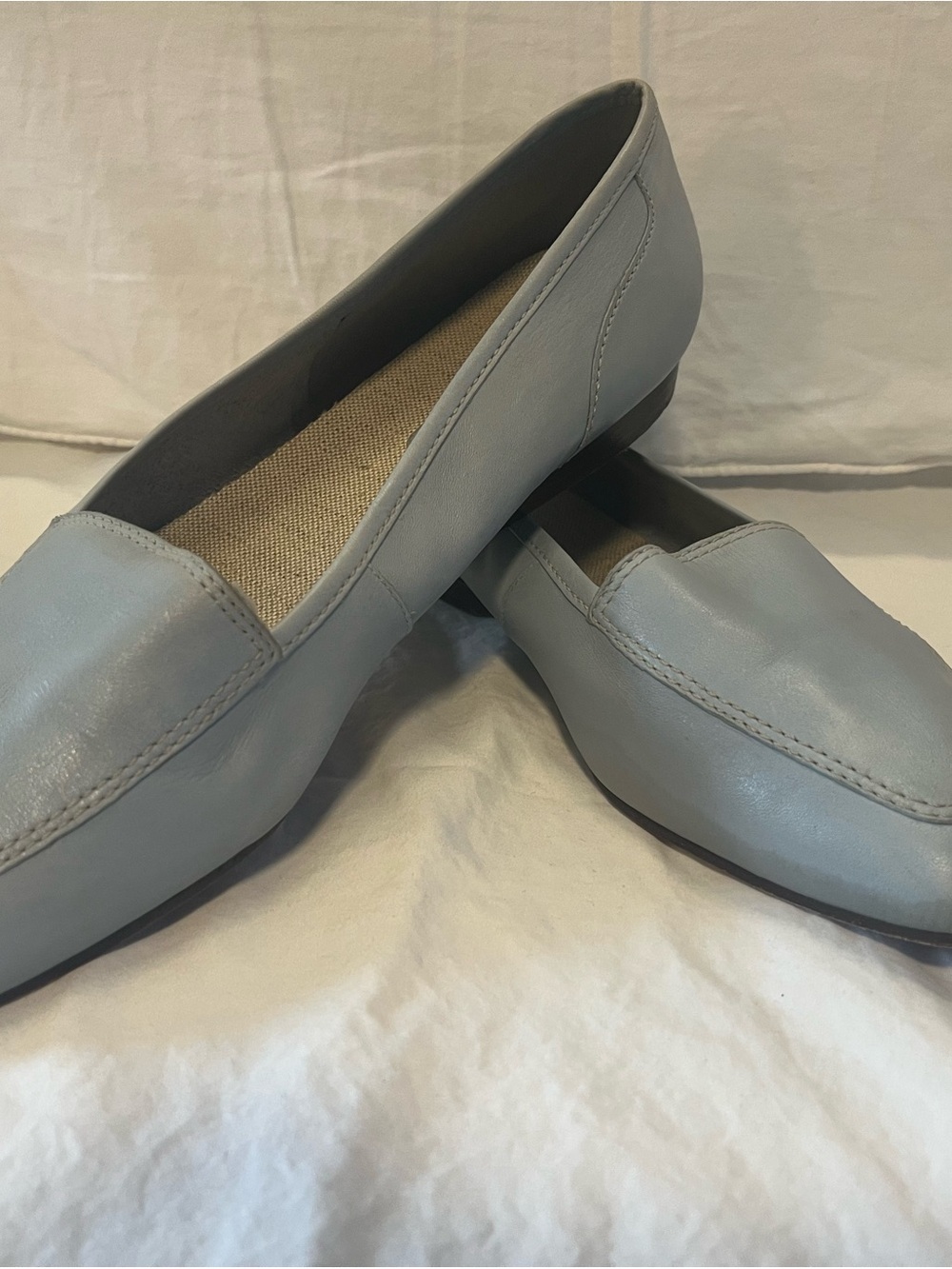 Enzo Angiolini Pale Blue Leather Square-toe Loafers